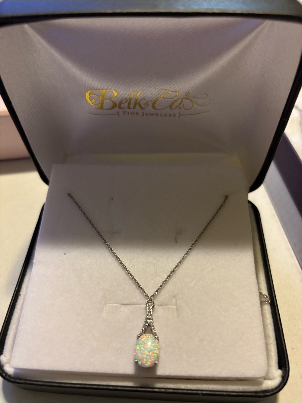 White Opal Pendant Necklace in Silver